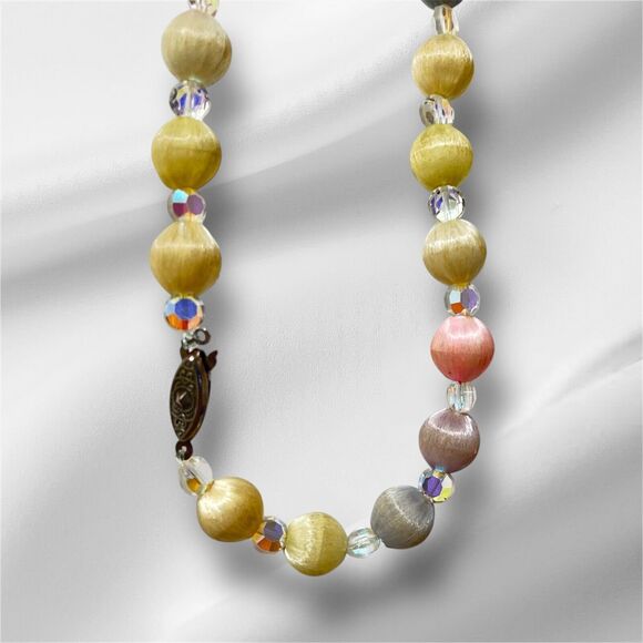 Pastel and Clear Bead Necklace, Very Pretty, Perfect for Spring and Easter, 17" - Picture 4 of 5